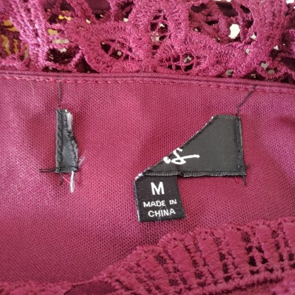 Lulus Burgundy Red Lace Sheath Dress Size M Cocktail Party - Picture 5 of 7